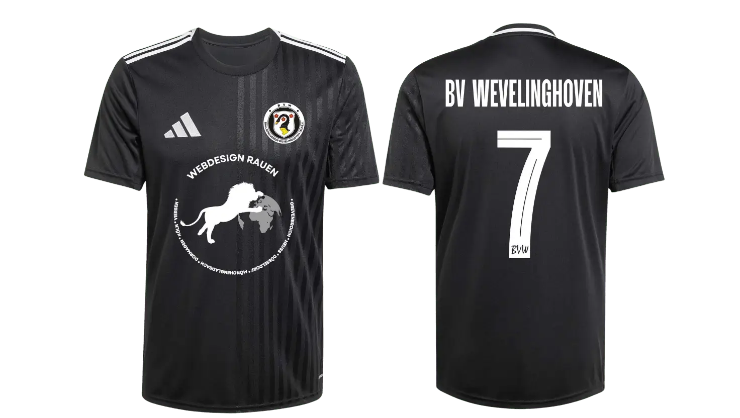 Trikots des BV Wevelinghoven mit Webdesign-Rauen-Sponsoring